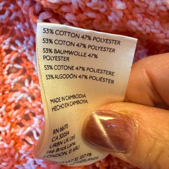 FREE PEOPLE 3/4 Length Sleeve Cardigan Sweater orange/cream-XS - Picture 8 of 9